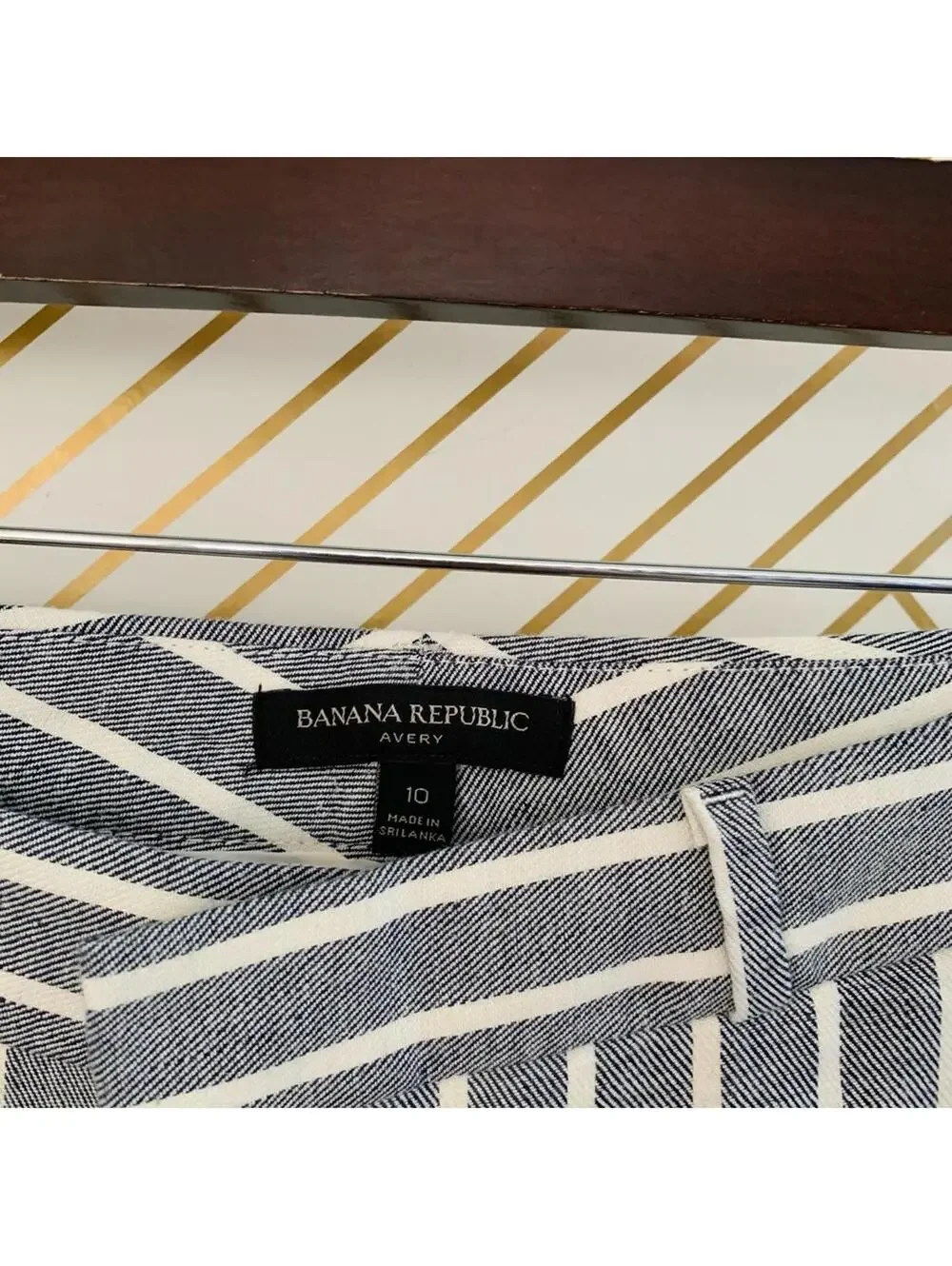 Banana Republic Avery Linen Cotton Stretch Stripe Striped Pants ankle cropped 10